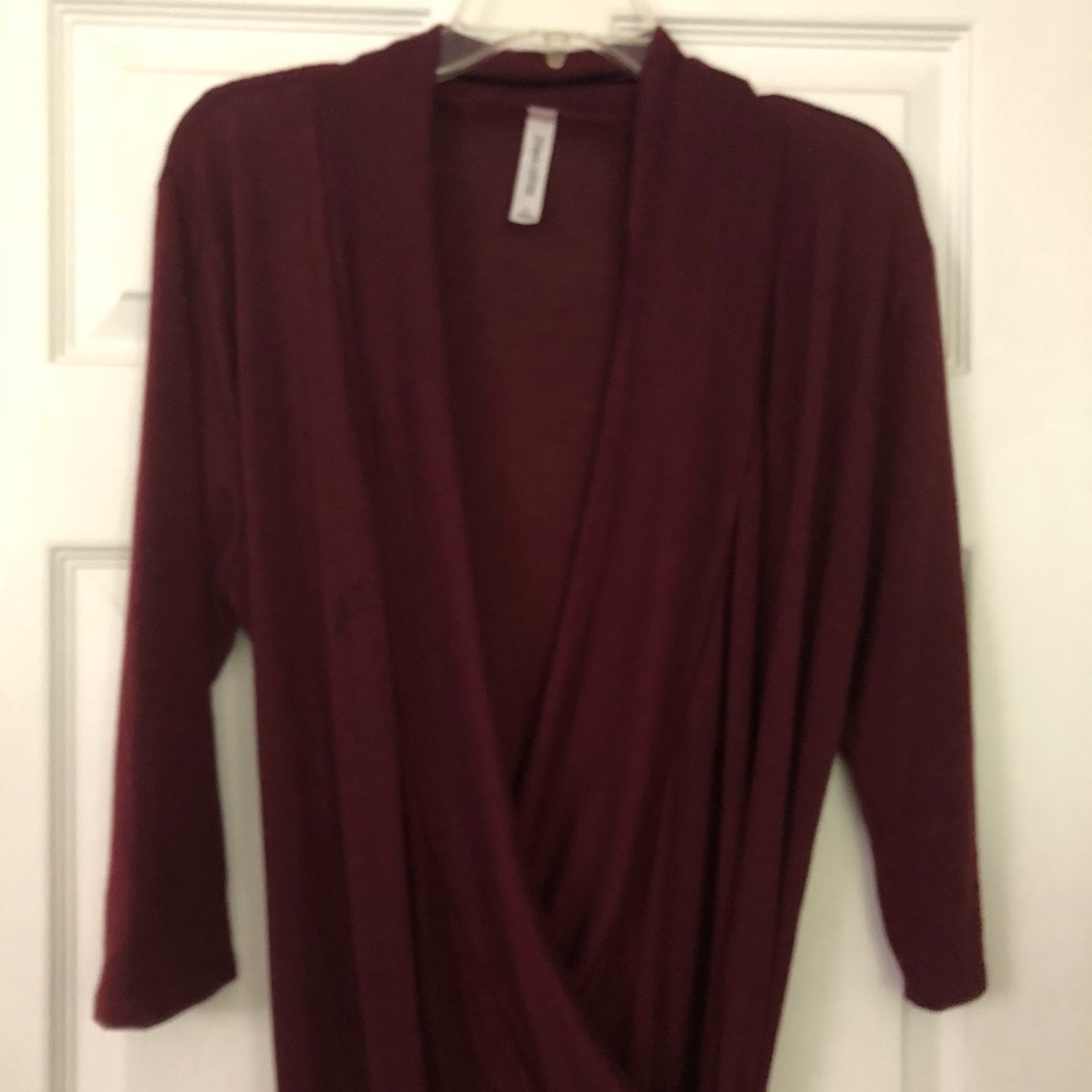 Long sleeve cotton cross cross front dress